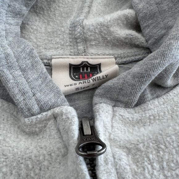 Boys Wes & Willy Zip Hoodie, Light Gray, Size 7 - Picture 3 of 4